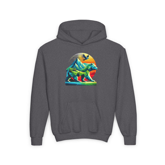 Bear Silhouette Hoodie - Alpine Low-Poly Style Art